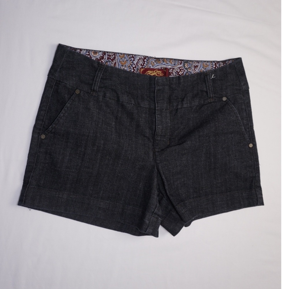 One 5 One Size 12 Dark Wash Denim Shorts Paisley Trim Waistband